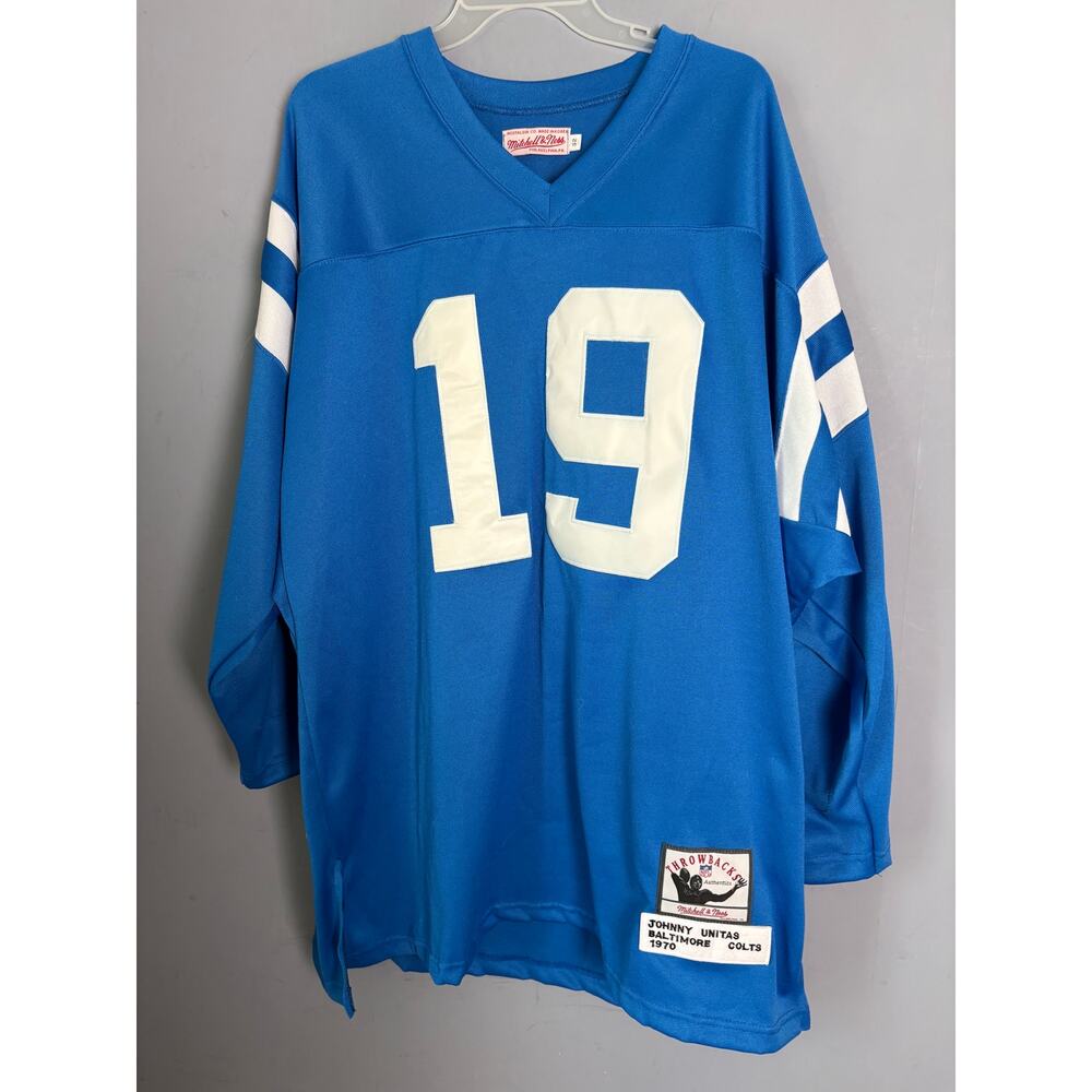 M&N 1970 Indianapolis Colts Johnny Unitas #19 Authentic Jersey Men’s Size 52